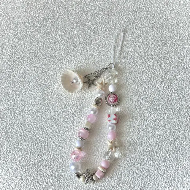 Alt view image 2 of 6 - Cute Shell Cell Phone Lanyard Strap Charms - Handmade Starfish Phone Charms for Women (Pink)