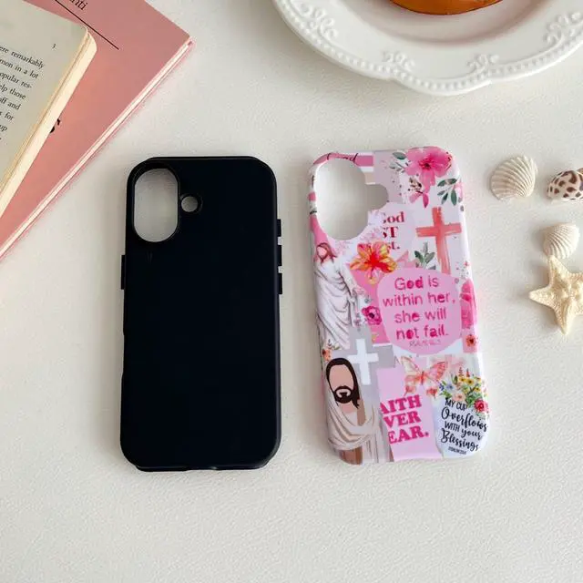 Alt view image 2 of 7 - Compatible with iPhone 17 Cute Summer Phone Cases Flowers Jellyfish Starfish Seahorse Pattern Beautiful and Dazzling for Girls and Women Double-Layer Protective Case (Shell)