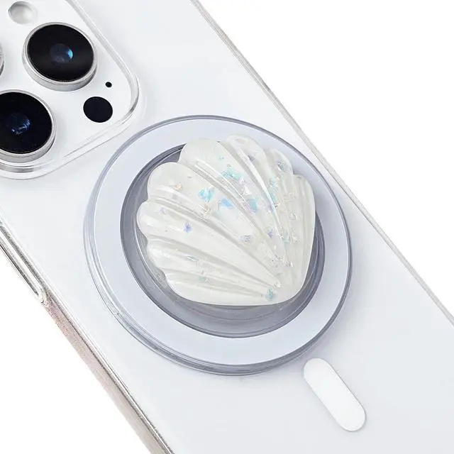 Main image of for MagSafe Magnetic White Shell Transparent Collapsible Mobile Phone Grip, Compatible for iPhone 17 & 16 & 15 & 14 & 13 & 12 Series Stand Holder, Include Magnetic Ring