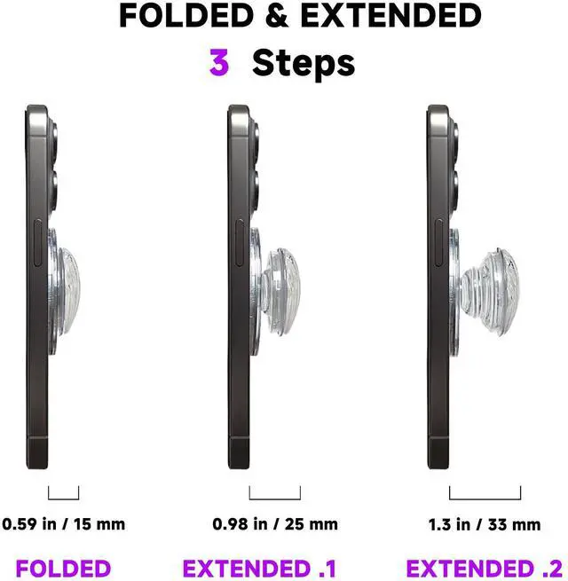 Alt view image 6 of 7 - for MagSafe Magnetic White Shell Transparent Collapsible Mobile Phone Grip, Compatible for iPhone 17 & 16 & 15 & 14 & 13 & 12 Series Stand Holder, Include Magnetic Ring