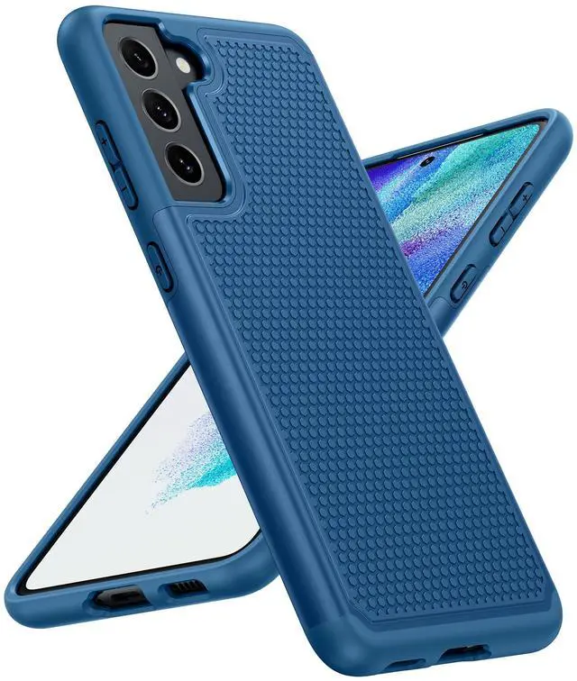 Main image of for Samsung Galaxy S21 FE Case: Dual Layer Protective Heavy Duty Cell Phone Cover Shockproof Rugged with Non Slip Textured Back - Military Protection Bumper Tough - 6.4inch (Blue Navy)