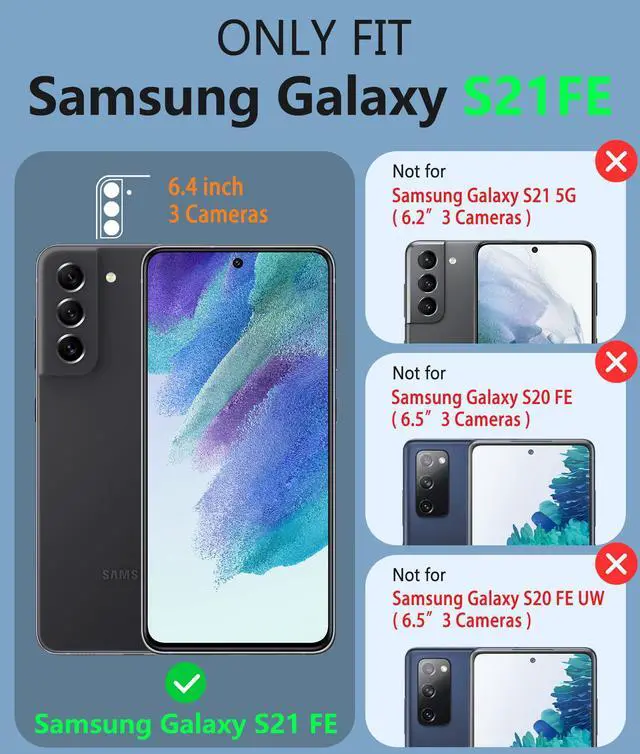 Alt view image 2 of 7 - for Samsung Galaxy S21 FE Case: Dual Layer Protective Heavy Duty Cell Phone Cover Shockproof Rugged with Non Slip Textured Back - Military Protection Bumper Tough - 6.4inch (Blue Navy)