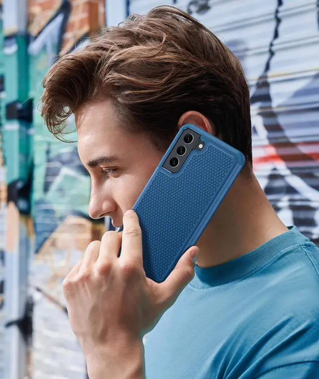 Alt view image 7 of 7 - for Samsung Galaxy S21 FE Case: Dual Layer Protective Heavy Duty Cell Phone Cover Shockproof Rugged with Non Slip Textured Back - Military Protection Bumper Tough - 6.4inch (Blue Navy)