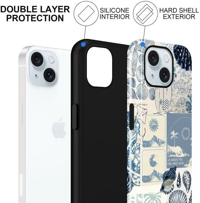 Alt view image 2 of 7 - Seashell foror iPhone 14 Plus Case 6.7",Beach Blue Collage Coast Cute Summer Phone Cases for Girl Women Boy Men TPU Scratch Resistant Shockproof Cover Cases,Coastal World