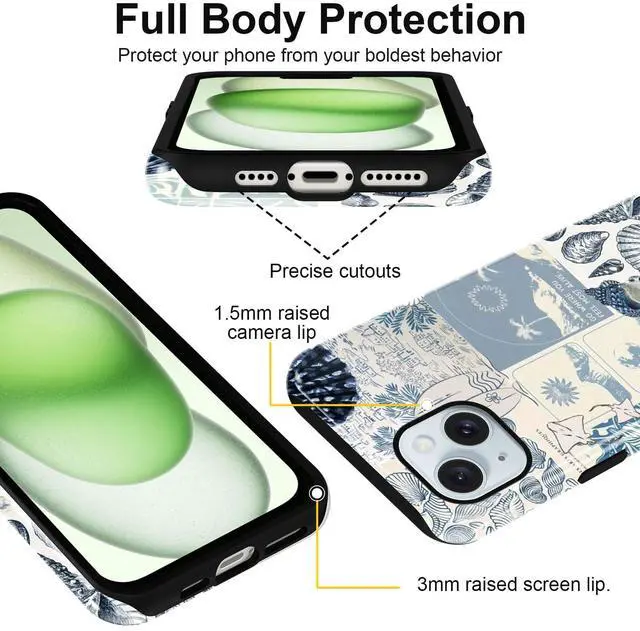Alt view image 3 of 7 - Seashell foror iPhone 14 Plus Case 6.7",Beach Blue Collage Coast Cute Summer Phone Cases for Girl Women Boy Men TPU Scratch Resistant Shockproof Cover Cases,Coastal World