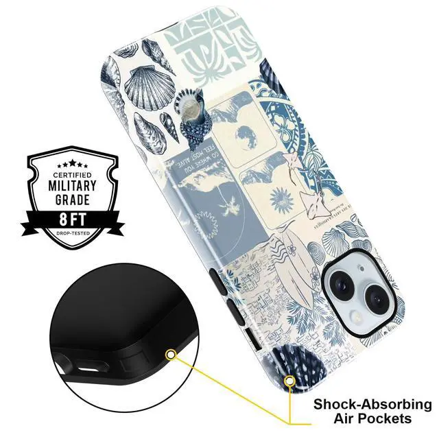 Alt view image 4 of 7 - Seashell foror iPhone 14 Plus Case 6.7",Beach Blue Collage Coast Cute Summer Phone Cases for Girl Women Boy Men TPU Scratch Resistant Shockproof Cover Cases,Coastal World