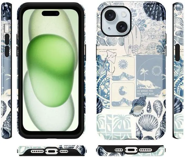 Alt view image 5 of 7 - Seashell foror iPhone 14 Plus Case 6.7",Beach Blue Collage Coast Cute Summer Phone Cases for Girl Women Boy Men TPU Scratch Resistant Shockproof Cover Cases,Coastal World