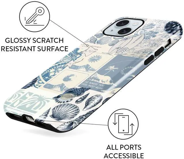 Alt view image 6 of 7 - Seashell foror iPhone 14 Plus Case 6.7",Beach Blue Collage Coast Cute Summer Phone Cases for Girl Women Boy Men TPU Scratch Resistant Shockproof Cover Cases,Coastal World