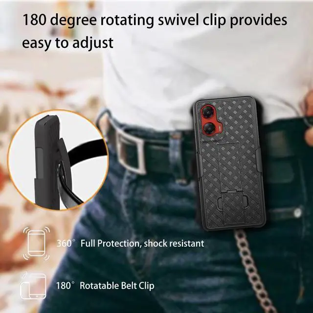 Alt view image 3 of 7 - for Motorola Moto G Stylus 5G 2024 Case with Belt Clip, Motorola G Stylus 5G 2024 Holster Case with Screen Protector, Kickstand Holder, Slim Shockproof Shell Cell Phone Cover-Black