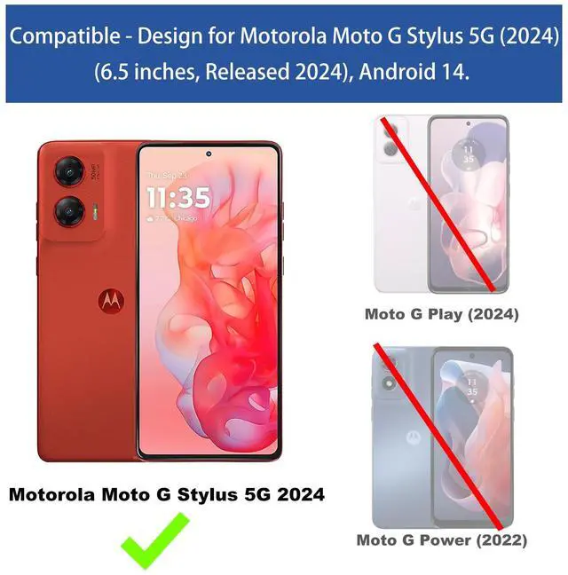 Alt view image 2 of 7 - for Motorola Moto G Stylus 5G 2024 Case with Belt Clip, Motorola G Stylus 5G 2024 Holster Case with Screen Protector, Kickstand Holder, Slim Shockproof Shell Cell Phone Cover-Black