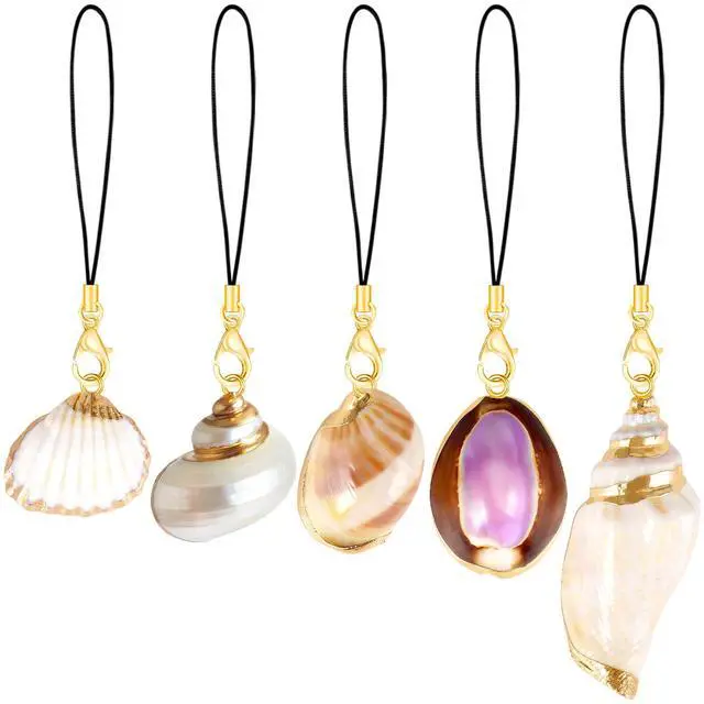 Main image of 5Pcs Shell Phone Charms Cute Beach Cellphone Charm for Case Y2K Kawaii Car Charms Kit Strap Charm for iPhone Keychain Pendants Aesthetic Phone Accessories for Bag Airpods Camera