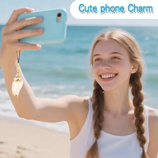 Alt view image 2 of 7 - 5Pcs Shell Phone Charms Cute Beach Cellphone Charm for Case Y2K Kawaii Car Charms Kit Strap Charm for iPhone Keychain Pendants Aesthetic Phone Accessories for Bag Airpods Camera