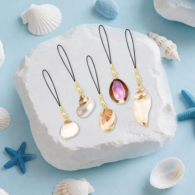 Alt view image 4 of 7 - 5Pcs Shell Phone Charms Cute Beach Cellphone Charm for Case Y2K Kawaii Car Charms Kit Strap Charm for iPhone Keychain Pendants Aesthetic Phone Accessories for Bag Airpods Camera