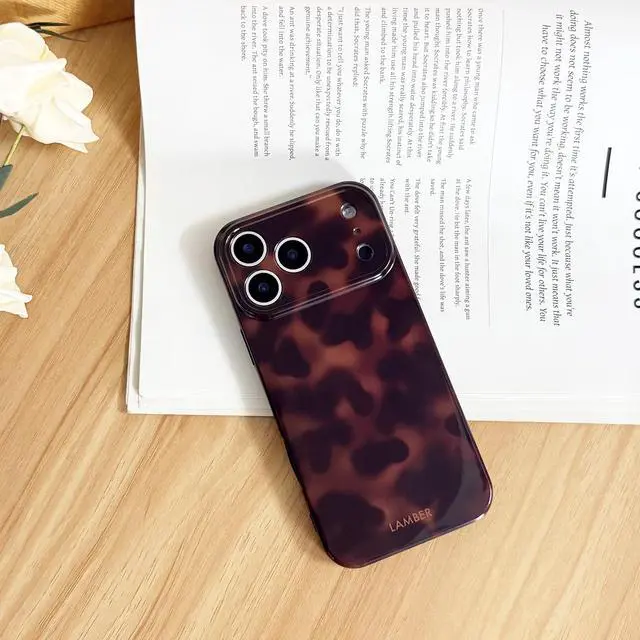 Alt view image 2 of 7 - Cute Phone Case for iPhone 17 Pro Max Case Tortoise Shell Pattern Leopard Full Camera Protective Slim Shockproof Cool Trendy Aesthetic-Brown Amber