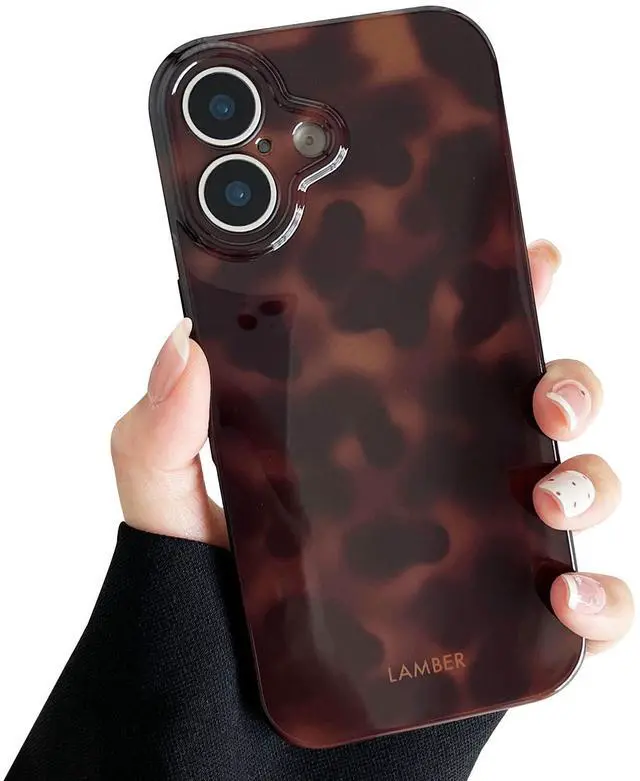 Main image of Compatible with iPhone 16 Case, Brown Fall Tortoise Shell Phone Case for Women, Soft TPU Shockproof Protective Cover Compatible with iPhone 16 6.1", Amber