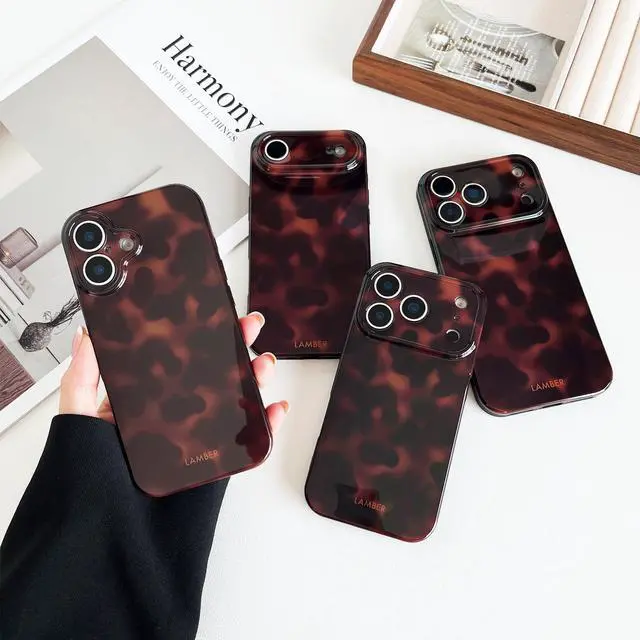 Alt view image 4 of 7 - Compatible with iPhone 16 Case, Brown Fall Tortoise Shell Phone Case for Women, Soft TPU Shockproof Protective Cover Compatible with iPhone 16 6.1", Amber