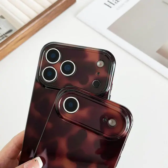 Alt view image 5 of 7 - Compatible with iPhone 16 Case, Brown Fall Tortoise Shell Phone Case for Women, Soft TPU Shockproof Protective Cover Compatible with iPhone 16 6.1", Amber