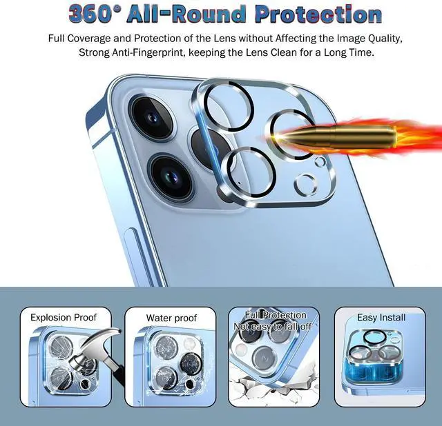 Alt view image 6 of 7 - 3 Pack Screen Protector for iPhone 13 Pro Max 6.7" with 3 Pack Tempered Glass Camera Lens Protector, Ultra HD, 9H Hardness, Scratch Resistant, Easy Install - Case Friendly