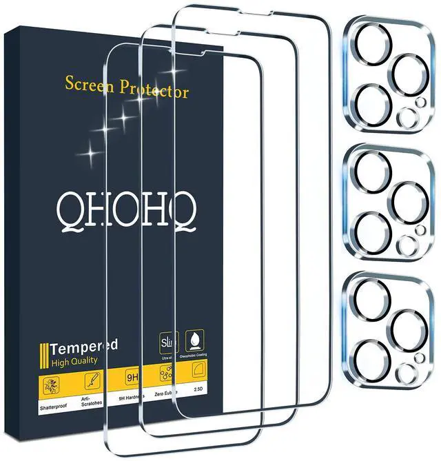 Main image of 3 Pack Screen Protector for iPhone 13 Pro Max 6.7" with 3 Pack Tempered Glass Camera Lens Protector, Ultra HD, 9H Hardness, Scratch Resistant, Easy Install - Case Friendly