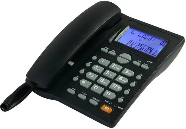 Main image of Corded Caller ID Telephone, TelPal Landline Home Phones with Blue Backlight & Speaker, Hands Free Analog Hotel Office Telephone Set, Desktop Speed Memory Dial Telephones for Seniors (Black)