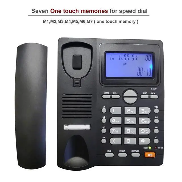 Alt view image 5 of 7 - Corded Caller ID Telephone, TelPal Landline Home Phones with Blue Backlight & Speaker, Hands Free Analog Hotel Office Telephone Set, Desktop Speed Memory Dial Telephones for Seniors (Black)