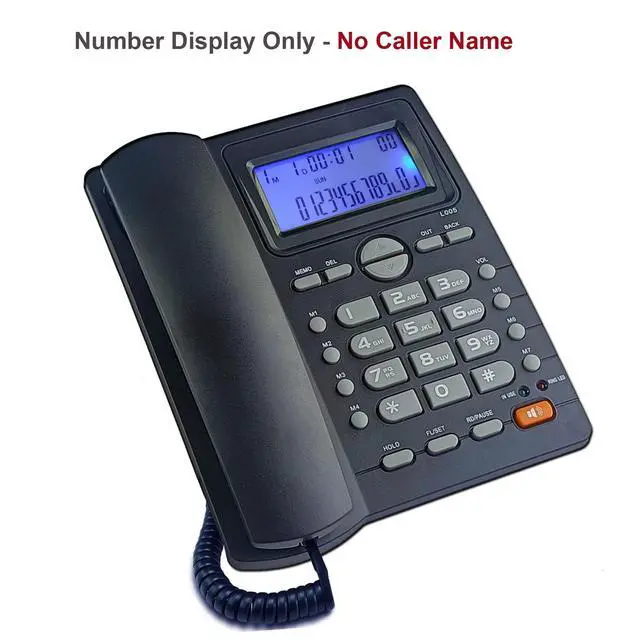 Alt view image 6 of 7 - Corded Caller ID Telephone, TelPal Landline Home Phones with Blue Backlight & Speaker, Hands Free Analog Hotel Office Telephone Set, Desktop Speed Memory Dial Telephones for Seniors (Black)
