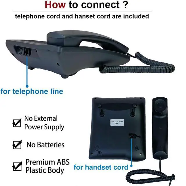 Alt view image 7 of 7 - Corded Caller ID Telephone, TelPal Landline Home Phones with Blue Backlight & Speaker, Hands Free Analog Hotel Office Telephone Set, Desktop Speed Memory Dial Telephones for Seniors (Black)
