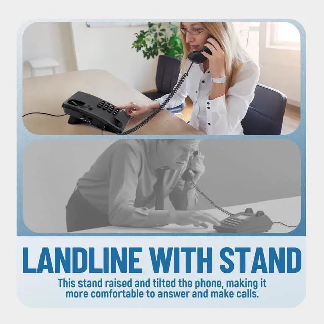 Alt view image 4 of 7 - Telephone Landline Phone, Simple Business Office Phone, Corded Landline Phones for Home/Office/Hotel, Black House Phones Use for Wall or Desk with Adjustable Ringer Volume