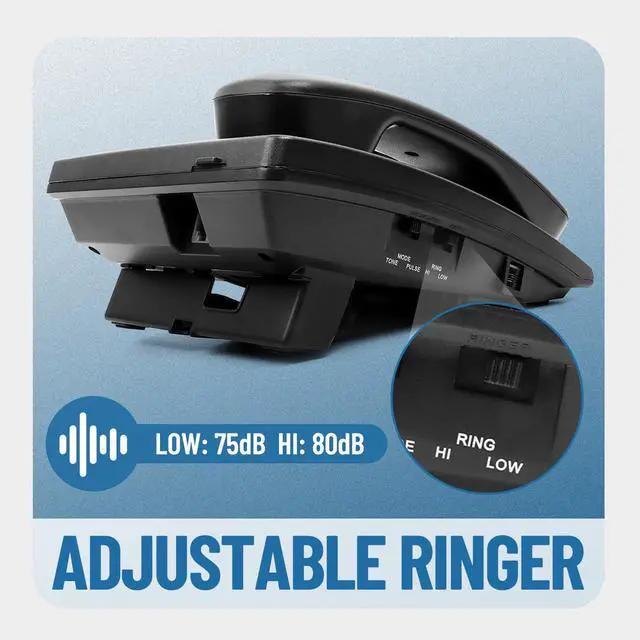 Alt view image 5 of 7 - Telephone Landline Phone, Simple Business Office Phone, Corded Landline Phones for Home/Office/Hotel, Black House Phones Use for Wall or Desk with Adjustable Ringer Volume