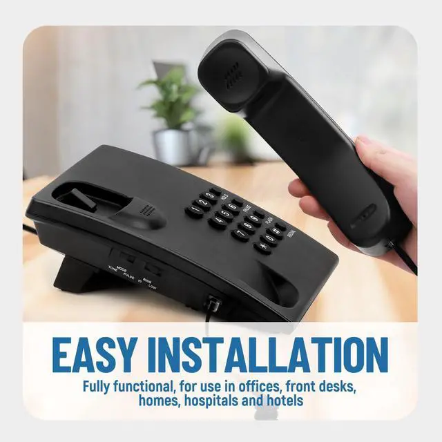 Alt view image 6 of 7 - Telephone Landline Phone, Simple Business Office Phone, Corded Landline Phones for Home/Office/Hotel, Black House Phones Use for Wall or Desk with Adjustable Ringer Volume