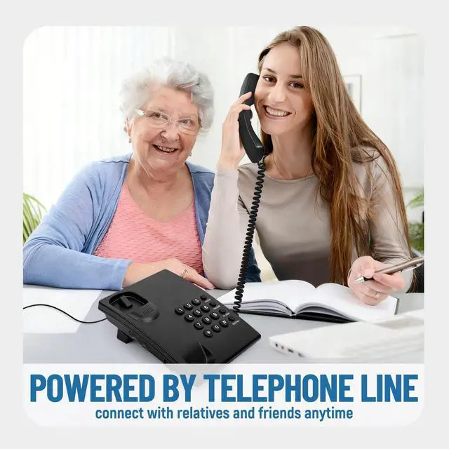 Alt view image 3 of 7 - Telephone Landline Phone, Simple Business Office Phone, Corded Landline Phones for Home/Office/Hotel, Black House Phones Use for Wall or Desk with Adjustable Ringer Volume