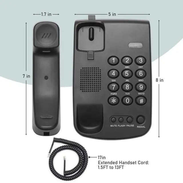 Alt view image 4 of 7 - Corded Landline Phone, Simple Office Telephone Home Phone,Telephone Landline Phones Use for Home/Office -Wall or Desk -Adjustable Ringer Volume, Black