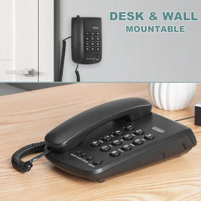 Alt view image 5 of 7 - Corded Landline Phone, Simple Office Telephone Home Phone,Telephone Landline Phones Use for Home/Office -Wall or Desk -Adjustable Ringer Volume, Black