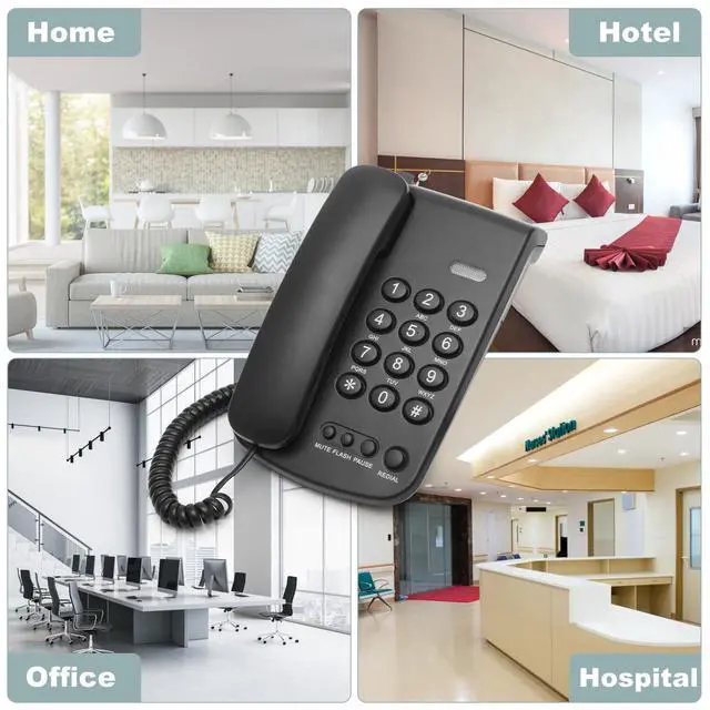 Alt view image 6 of 7 - Corded Landline Phone, Simple Office Telephone Home Phone,Telephone Landline Phones Use for Home/Office -Wall or Desk -Adjustable Ringer Volume, Black