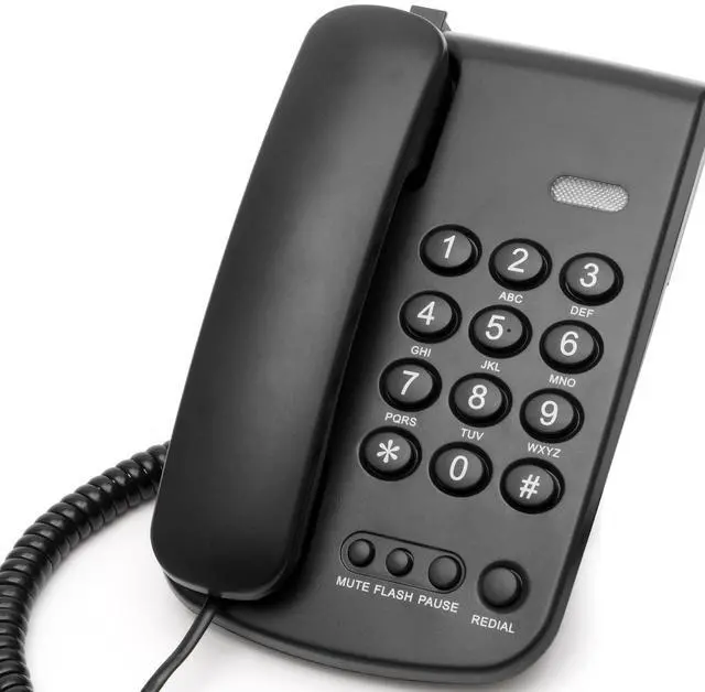 Main image of Corded Landline Phone, Simple Office Telephone Home Phone,Telephone Landline Phones Use for Home/Office -Wall or Desk -Adjustable Ringer Volume, Black