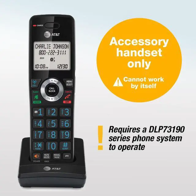 Alt view image 2 of 7 - DLP70090 Expansion Cordless Handset ONLY Compatible ONLY with DLP73290, DLP73390, DLP73490, DLP73590 Base Systems Long Range DECT 6.0, Bluetooth Connect to Cell, Intercom, Speakerphone