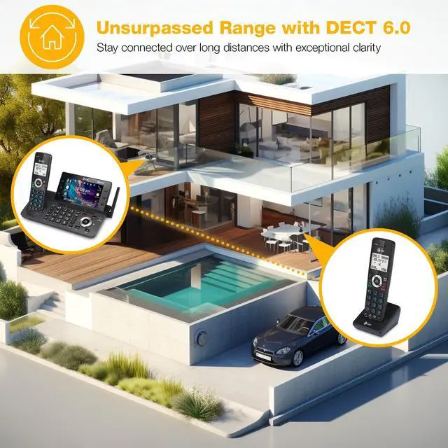 Alt view image 3 of 7 - DLP70090 Expansion Cordless Handset ONLY Compatible ONLY with DLP73290, DLP73390, DLP73490, DLP73590 Base Systems Long Range DECT 6.0, Bluetooth Connect to Cell, Intercom, Speakerphone
