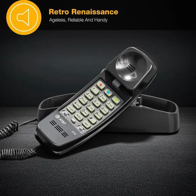 Alt view image 2 of 7 - 210 Basic Trimline Corded Phone, No AC Power Required, Wall-Mountable, Black