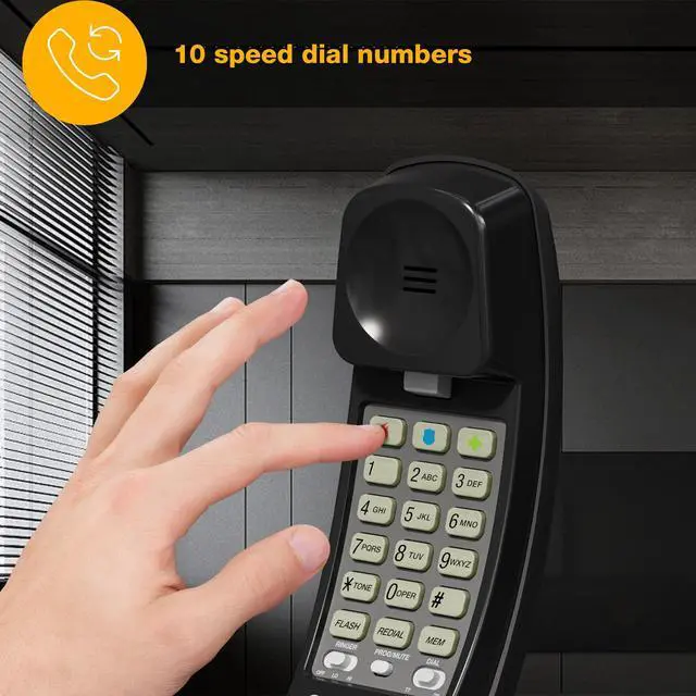 Alt view image 3 of 7 - 210 Basic Trimline Corded Phone, No AC Power Required, Wall-Mountable, Black