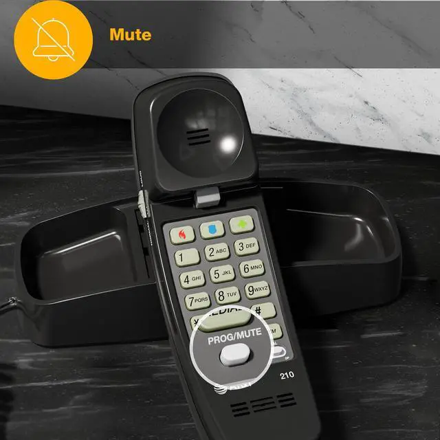 Alt view image 7 of 7 - 210 Basic Trimline Corded Phone, No AC Power Required, Wall-Mountable, Black