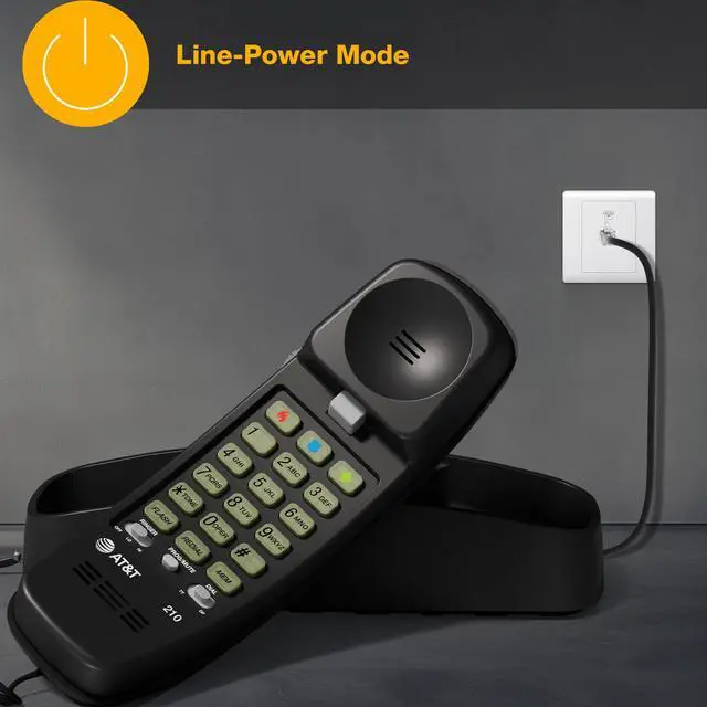 Alt view image 6 of 7 - 210 Basic Trimline Corded Phone, No AC Power Required, Wall-Mountable, Black