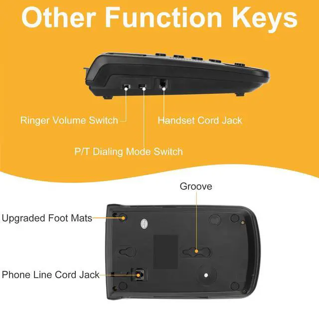 Alt view image 3 of 7 - Corded Phone for Landline, Black Telephone Landline Phones, Landline Corded Phone, Desktop Telephone for Home, Office, Hotel-Mute|Redial|Ringer Volume, Easy-to-Use