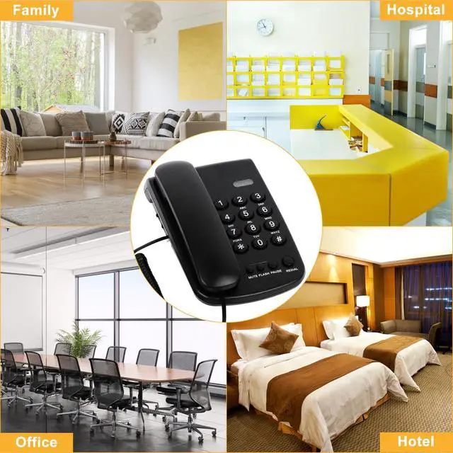 Alt view image 7 of 7 - Corded Phone for Landline, Black Telephone Landline Phones, Landline Corded Phone, Desktop Telephone for Home, Office, Hotel-Mute|Redial|Ringer Volume, Easy-to-Use