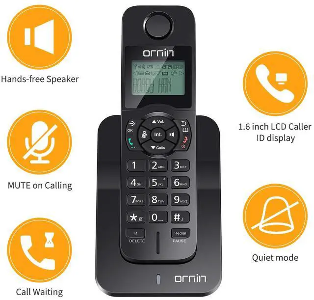 Alt view image 3 of 5 - D1005 Cordless Phone for Home, ECO Technology, 1.6'' LCD Backlit Display, Caller ID, Speakerphone(Single Pack, Black)