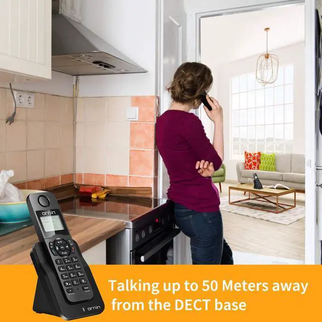 Alt view image 5 of 5 - D1005 Cordless Phone for Home, ECO Technology, 1.6'' LCD Backlit Display, Caller ID, Speakerphone(Single Pack, Black)
