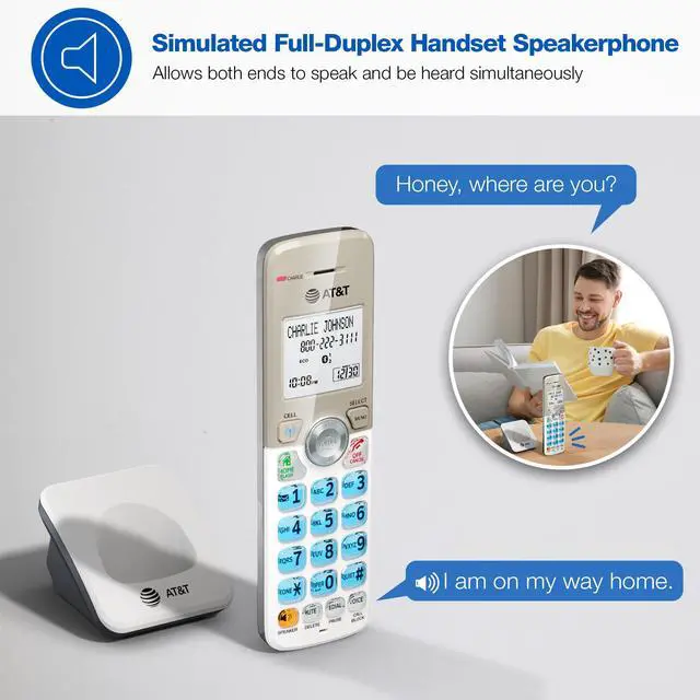 Alt view image 6 of 7 - DL70019 Additional Handset for DL72x19 Series Cordless Phone - Bluetooth Connect to Cell, Smart Call Blocker, 1.8" Backlit Display, Big Buttons, Intercom