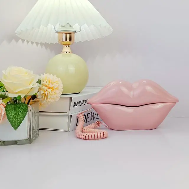 Alt view image 2 of 7 - Corded Lip Phone, Pink, Landline Home Phone for Home/Office/Hotel/Shops/Party