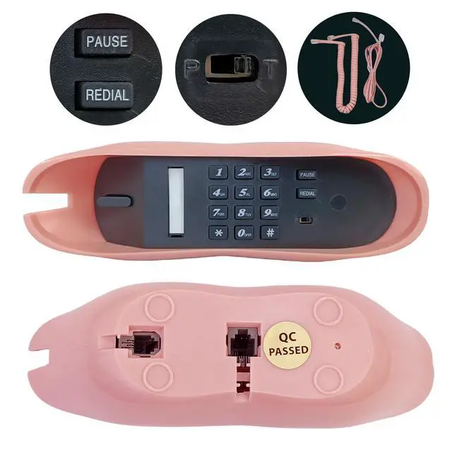 Alt view image 3 of 7 - Corded Lip Phone, Pink, Landline Home Phone for Home/Office/Hotel/Shops/Party