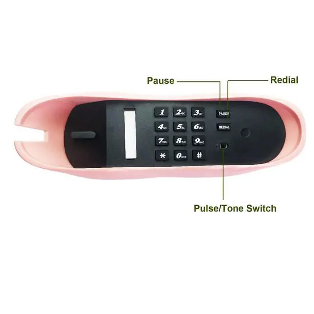 Alt view image 4 of 7 - Corded Lip Phone, Pink, Landline Home Phone for Home/Office/Hotel/Shops/Party