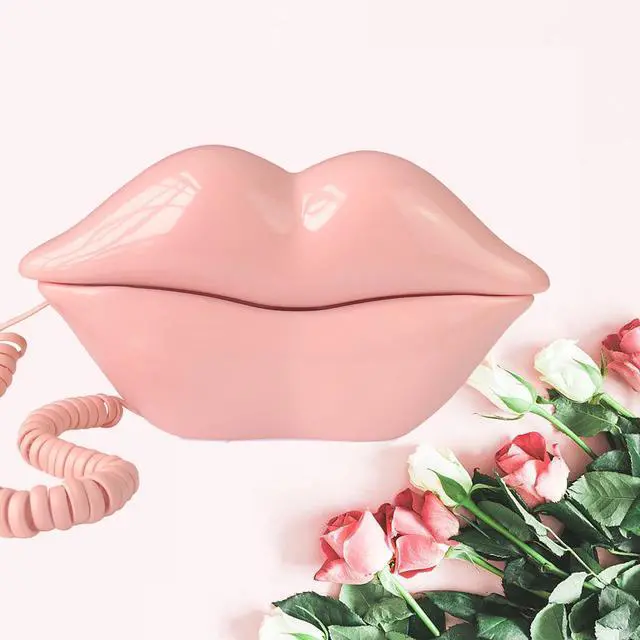 Alt view image 7 of 7 - Corded Lip Phone, Pink, Landline Home Phone for Home/Office/Hotel/Shops/Party